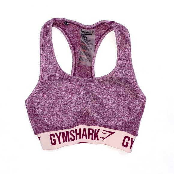 GYMSHARK RUBY BURGUNDY BLUSH PINK SEAMLESS RACERBACK FLEX SPORTS BRA - Picture 1 of 3